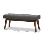 Dark Gray Tufted Walnut Wood Bench