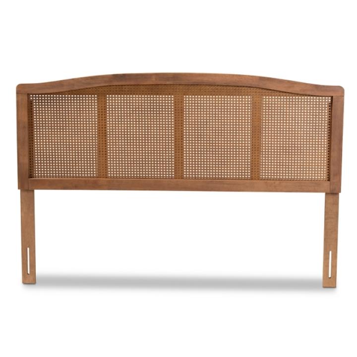 Ash Walnut Woven Rattan Queen Headboard