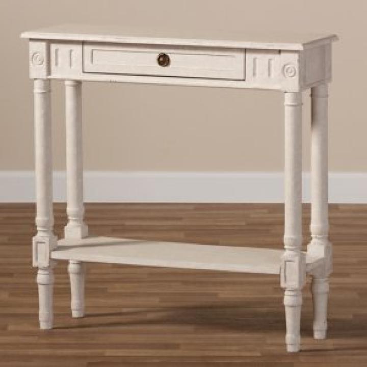 Arielle Whitewash Farmhouse Console Table