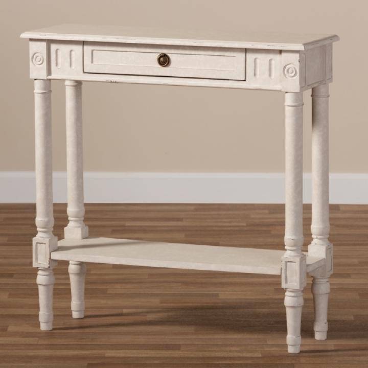 Arielle Whitewash Farmhouse Console Table