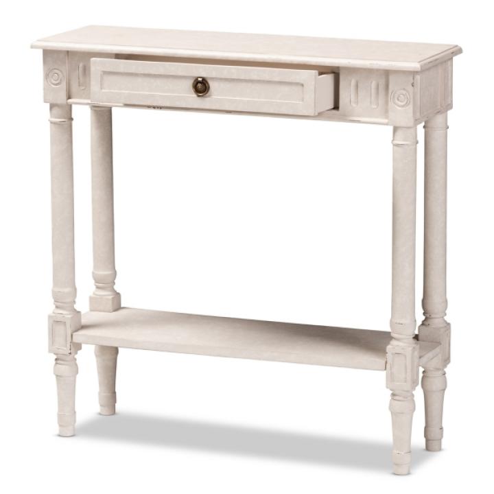 Arielle Whitewash Farmhouse Console Table