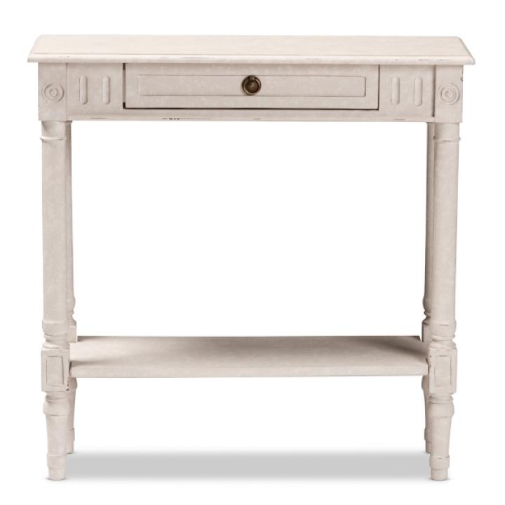 Arielle Whitewash Farmhouse Console Table