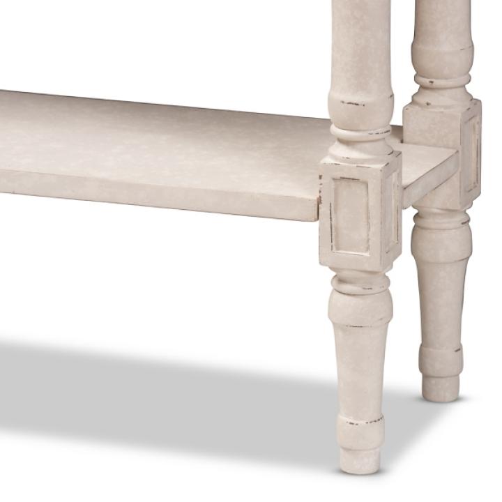 Arielle Whitewash Farmhouse Console Table