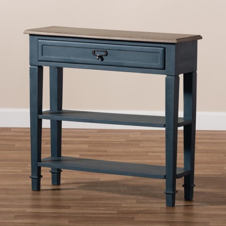 Daphne Blue Bayur Wood Two-Shelf Console Table