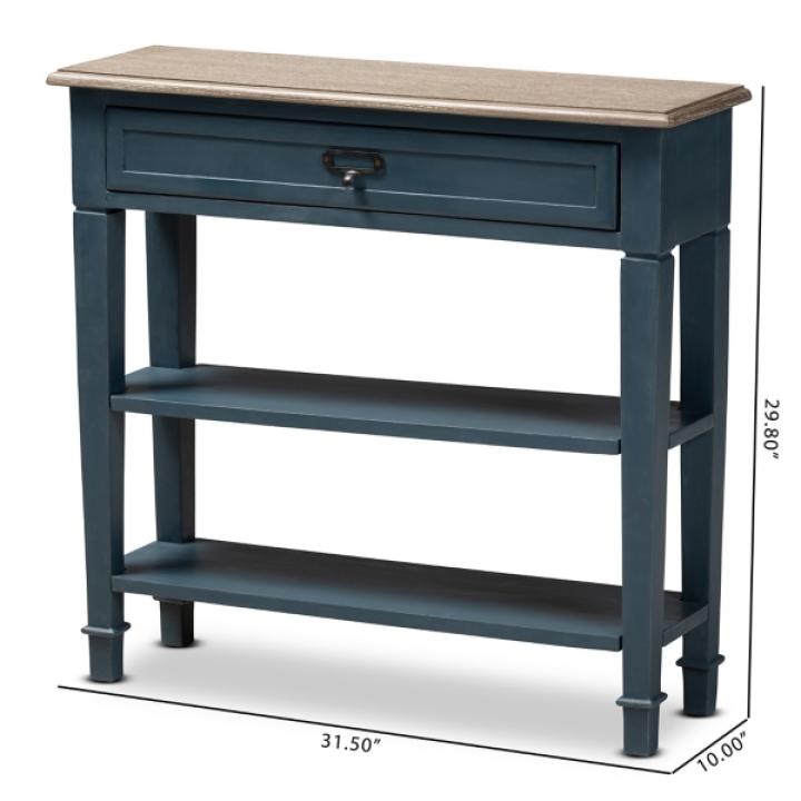 Daphne Blue Bayur Wood Two-Shelf Console Table