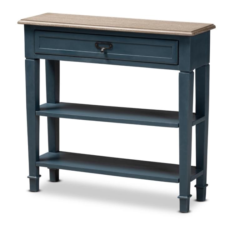 Daphne Blue Bayur Wood Two-Shelf Console Table