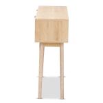 Light Oak Rattan and Wood Console Table