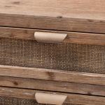 Brown Wood and Rattan 3-Drawer Cabinet