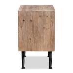 Brown Wood and Rattan 2-Drawer Nightstand