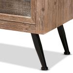 Brown Wood and Rattan 2-Drawer Nightstand
