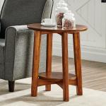 Warm Chestnut Wood Round Accent Table