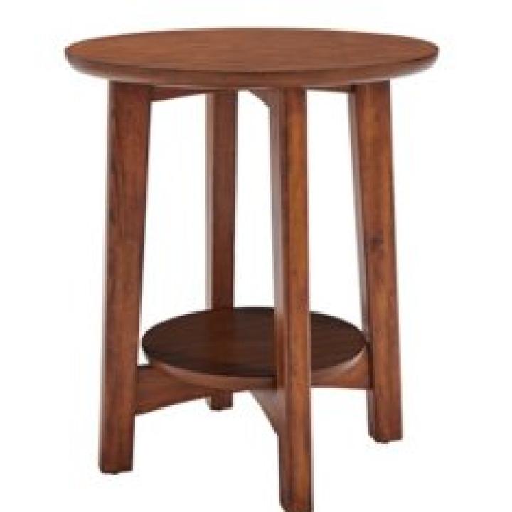 Warm Chestnut Wood Round Accent Table