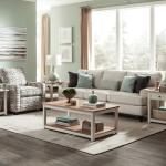 Ivory and Natural Wood Magazine Shelf Accent Table