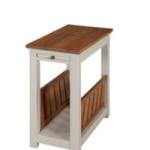 Ivory and Natural Wood Magazine Shelf Accent Table