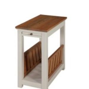 Ivory and Natural Wood Magazine Shelf Accent Table