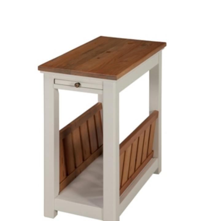 Ivory and Natural Wood Magazine Shelf Accent Table