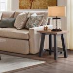 Natural Wood Sawhorse Accent Table