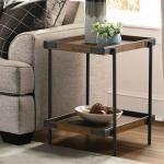 Mahogany Tray Top and Shelf Wood Accent Table