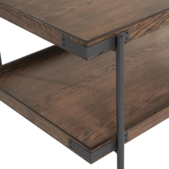 Mahogany Tray Top and Shelf Wood Accent Table