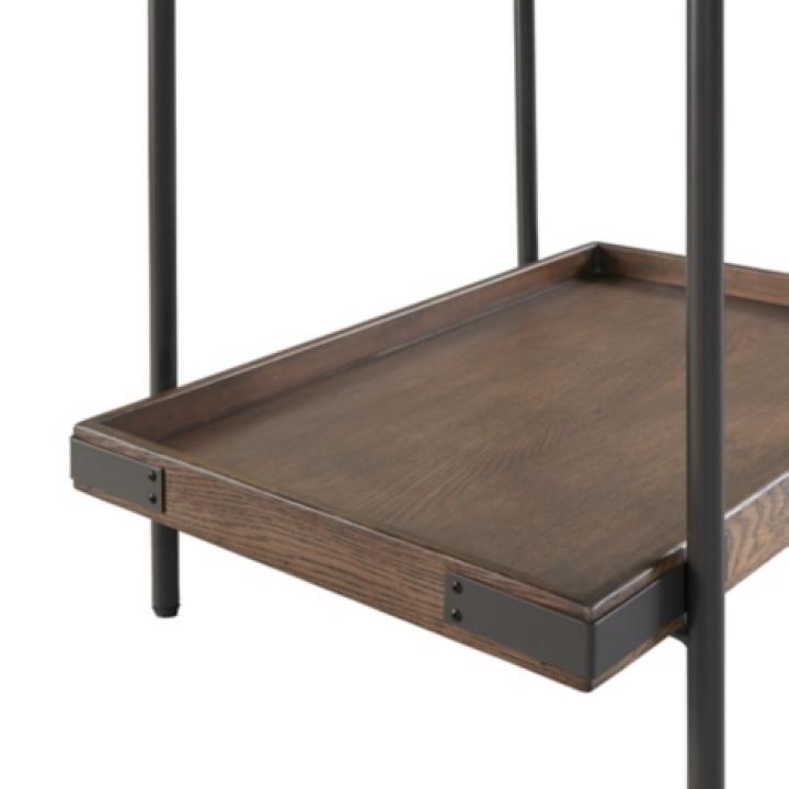 Mahogany Tray Top and Shelf Wood Accent Table