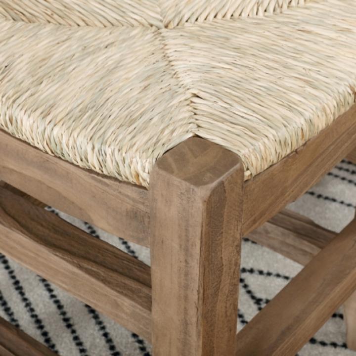 Natural Twisted Seagrass and Wood Bench