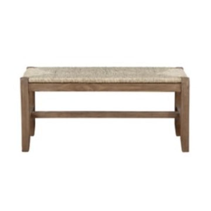 Natural Twisted Seagrass and Wood Bench