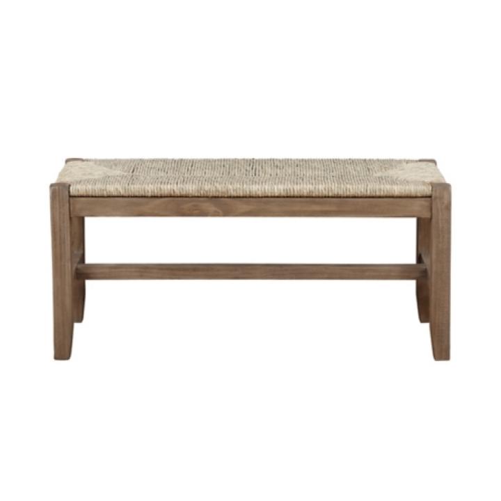 Natural Twisted Seagrass and Wood Bench