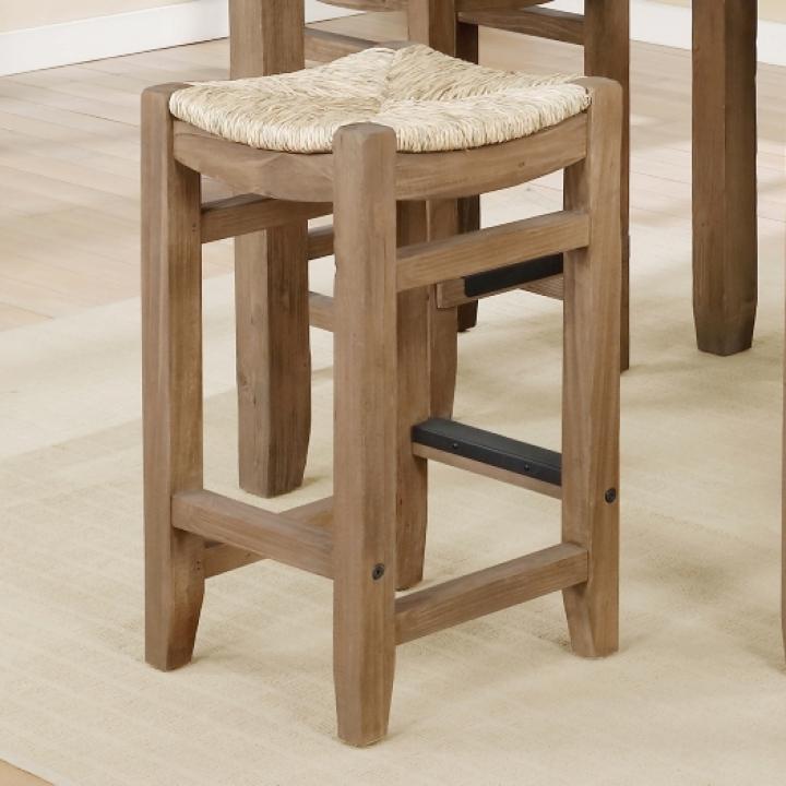 Twisted Seagrass and Wood Counter Stools, Set of 2