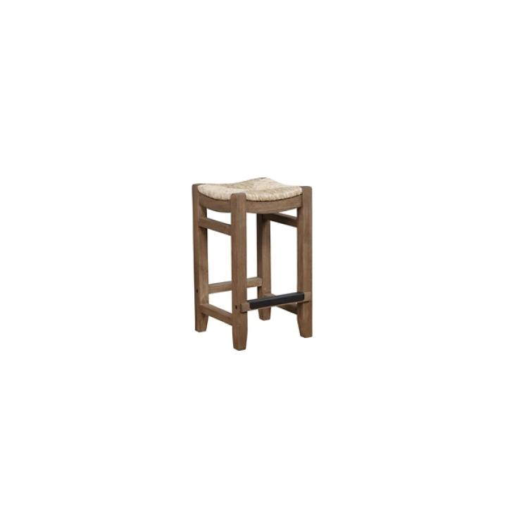 Twisted Seagrass and Wood Counter Stools, Set of 2