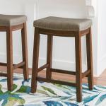 Walnut Wood Counter Stool with Gray Cushion