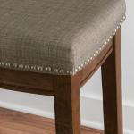 Walnut Wood Counter Stool with Gray Cushion