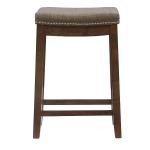 Walnut Wood Counter Stool with Gray Cushion