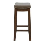 Walnut Wood Counter Stool with Gray Cushion
