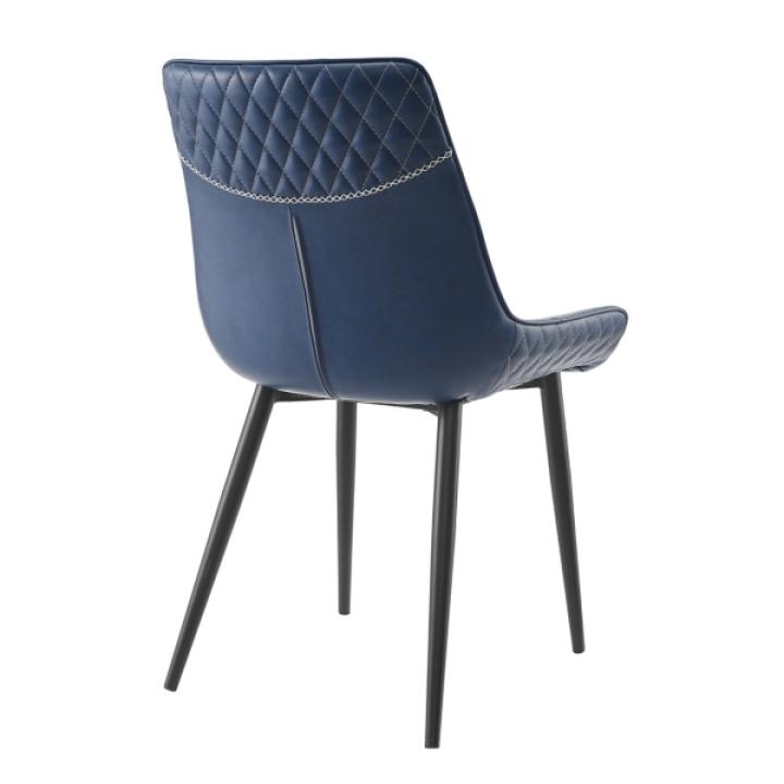 Blue Faux Leather Stitched Chairs, Set of 2