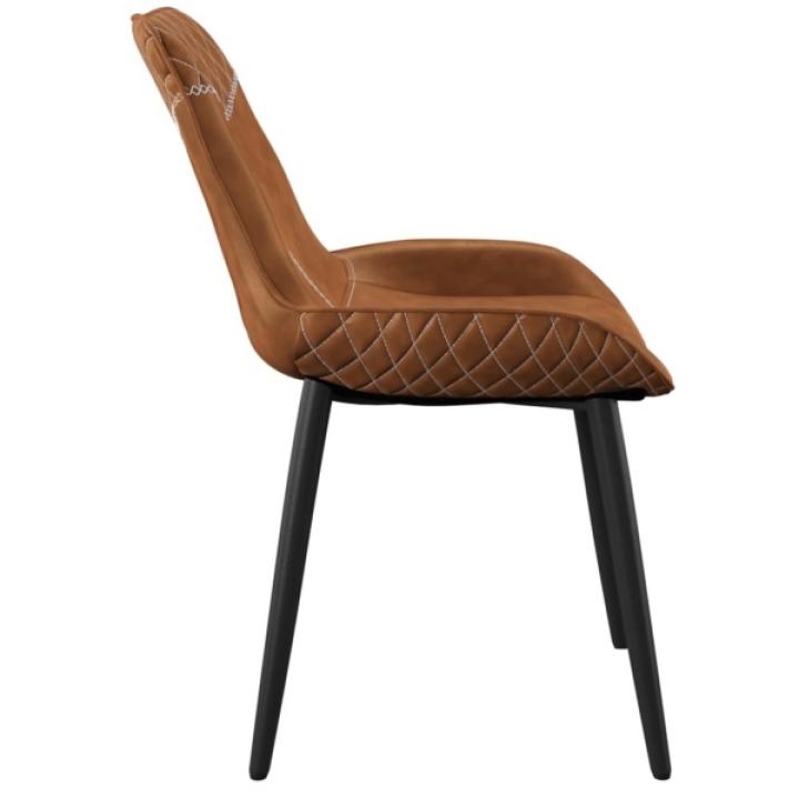 Faux Brown Leather Dining Chairs, Set of 2