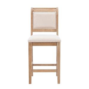 Natural Upholstered Wood Frame Counter Stool