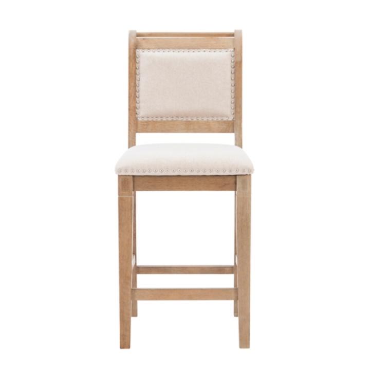 Natural Upholstered Wood Frame Counter Stool