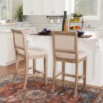 Natural Upholstered Wood Frame Counter Stool
