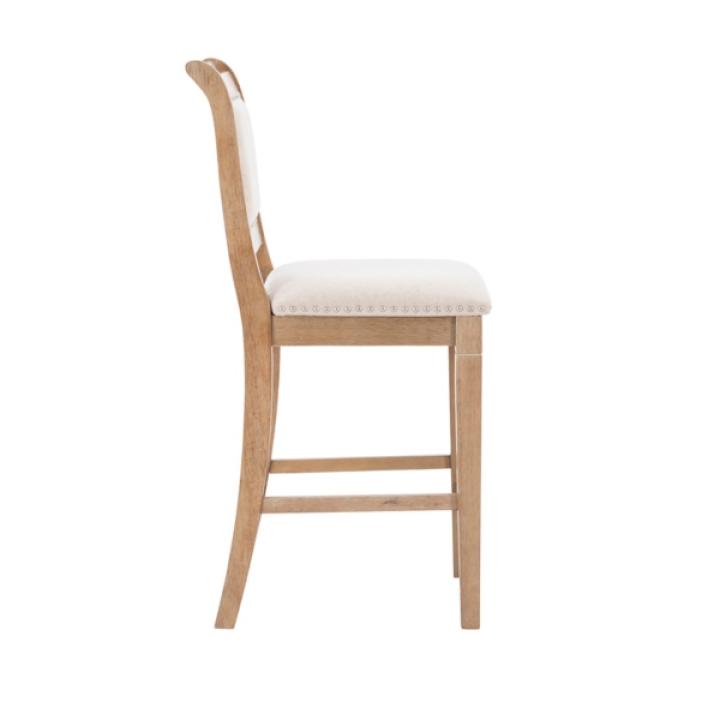Natural Upholstered Wood Frame Counter Stool