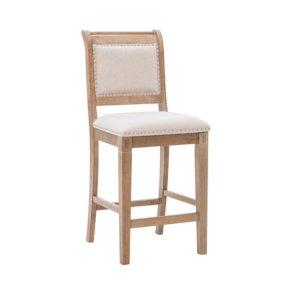 Natural Upholstered Wood Frame Counter Stool