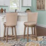 Rustic Taupe Upholstered Swivel Counter Stool