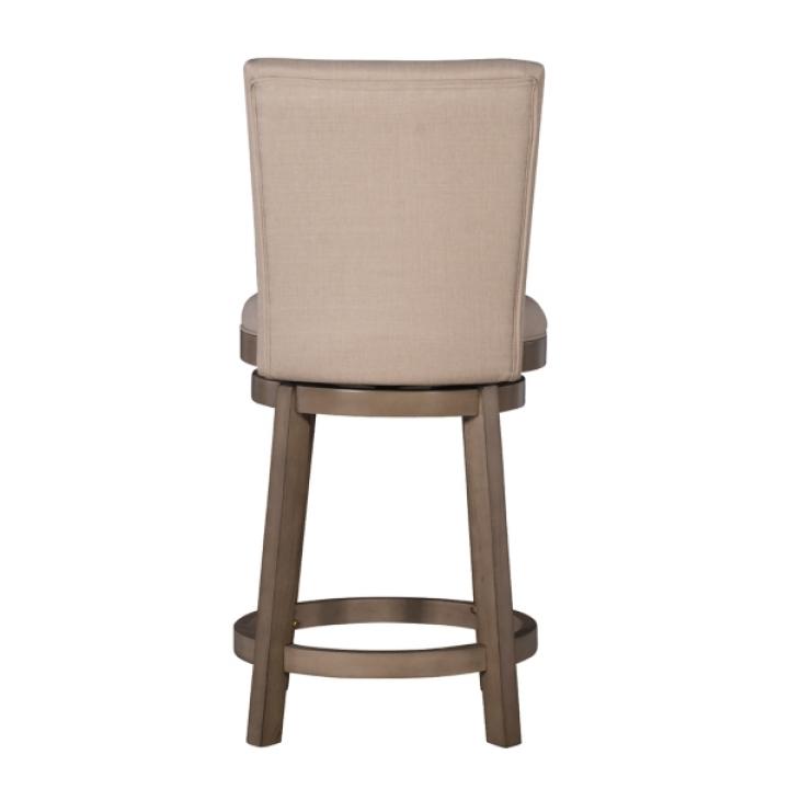 Rustic Taupe Upholstered Swivel Counter Stool