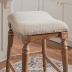 Hazelnut Upholstered Curved Seat Counter Stool