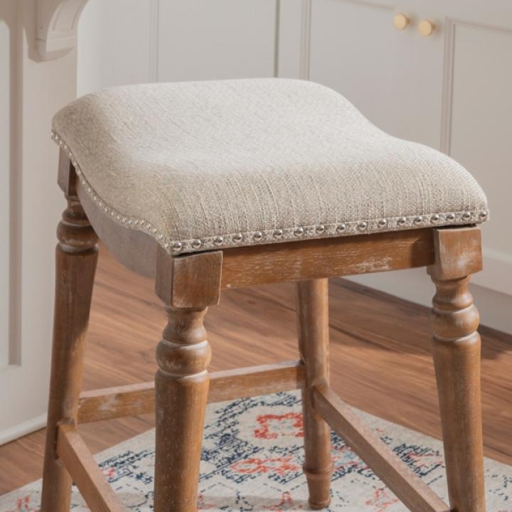 Hazelnut Upholstered Curved Seat Counter Stool