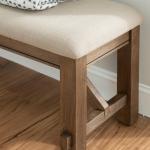 Tan Basketweave Upholstered Wood Bench