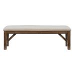 Tan Basketweave Upholstered Wood Bench