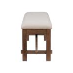 Tan Basketweave Upholstered Wood Bench