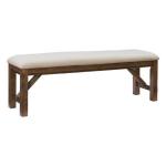 Tan Basketweave Upholstered Wood Bench