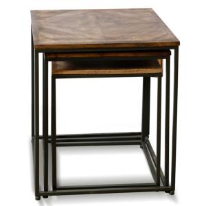 Diamond Wood Top Nesting Accent Tables, Set of 3