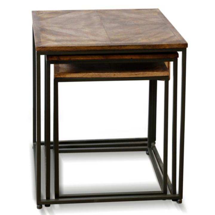 Diamond Wood Top Nesting Accent Tables, Set of 3
